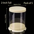 5-pack clear 2-inch cylindrical cupcake boxes with cream base, 9cm x 11.5cm size - Round Transparent Heightened Cake Box 2 Inch Beige 5Pcs
