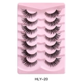 7 pairs of cross-dense DIY false eyelashes with clear bands on a pink tray HLY-20 - 3D Big Eye Style (HLY-20)