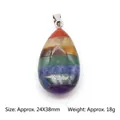 Rainbow stone teardrop pendant with multi-color chakra layers and silver clasp - Teardrop Pendant