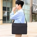 Black nylon laptop shoulder bag with front zipper pocket and adjustable strap - Upgraded Four-pocket Design With Shoulder Straps For Attaching To A Rolling Suitcase - Black - Countdown Special Offer / 13.3 Inch