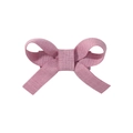 Handmade pink linen fabric bow hair clip for girls with a secure fully covered alligator grip - Pink