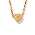 Golden heart necklace featuring a raised letter Q pendant with 45cm O-chain - Letter-Q