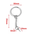 Porte-clés DIY en acier inoxydable avec chaîne et vis à œil, diamètre de 30 mm - Anneau Rond 30mm + Chaîne Simple + Vis à Œil