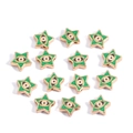 Star shaped 10mm evil eye beads in gold finish with green enamel for DIY jewelry - Pentagram / Green