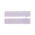 Pair of rectangular lavender floral embroidered fabric hair clips with metal snap pins - Style 11 (Pale Purple Embroidery)
