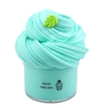Blue Biscuits Pluffy Slime in transparent jar with small green leaf decoration - Green Leaf Blue