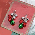 Christmas bell earrings with red and green ornaments on festive card packaging - 24 Small Bell 3271 Style