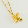Puffy bubble letter K pendant necklace in 18K gold plated stainless steel - Letter K / Gold