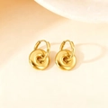 Polished gold-plated stainless steel donut hoop earrings in a minimalist circular design - Circle Shape / Gold