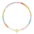 Bohemian style colorful natural stone beaded necklace with a golden spring clasp - Style 9 / 6mm