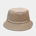 Detail of light khaki cotton bucket hat featuring reinforced stitching and twill texture - M(56-58cm) / Khaki