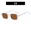 Vintage square sunglasses with white frames and brown lenses featuring gold metal hinges - Solid White Frame Tea Lenses