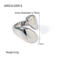 Polierter silberner Edelstahlring in Tropfenform, skulpturales offenes Design, JDR2311009-S - Asymmetrischer Tropfen-Stil (JDR2311009-S) / Silber