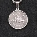 Scorpio zodiac coin necklace in silver stainless steel finish with rope chain - Scorpio / Steel