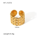14mm wide 18k gold plated stainless steel interlocking chain link open ring for women - Wide Edition Interlocking Chain Style (HF-J1272)