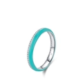 Minimalistischer S925 Silberring mit türkisfarbener Emaille und funkelnden Diamanten - US Größe 5 / Himmelblauer Strass-Stil (RHR1594)