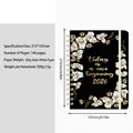 A5 2026 planner with black floral cover and gold spiral binding for weekly scheduling - Faint Fragrance (2026)