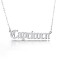 Silver Capricorn zodiac letter pendant necklace in stainless steel with thin chain - Capricorn