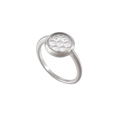 Silver stainless steel ring featuring a honeycomb pattern with zircon crystal stones - US 5 / Honeycomb Hexagon Style (KR54447-KC)