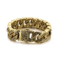 Bracciale a catena cubana incisa vintage in acciaio inossidabile dorato da uomo - Oro 19.5cm
