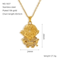 18K gold plated stainless steel Sun Wukong pendant necklace with detailed measurements - Monkey King Portrait Relief Style (ZN1840G)