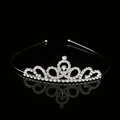 Silver rhinestone princess crown tiara with heart pattern for kids on black reflective base - New Style D