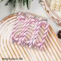 Rosa-weiße Zuckerstangen-Weihnachtsanhänger mit Glitzer-Finish im 6er-Set Setbox - Rosa
