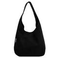 Classic black corduroy tote bag for women featuring a minimalist shoulder strap design - Black