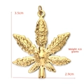 Golden stainless steel weed leaf pendant charm, dimensions 3.5cm by 2.9cm, weight 4.6g - BXGPJ081-Leaf Shaped Pendant