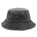 Cappello a secchiello vintage in cotone lavato grigio scuro con trama denim retrò - Taglia unica / Nero