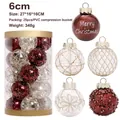 Set of 25 red and gold 6cm Christmas ball ornaments in a clear PVC storage barrel - Coffee Gold