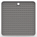 Square gray silicone pet licking mat with anti-slip bumps and top hanging hole design - Square Style Grey