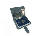 Grey PU leather passport holder with RFID blocking and interior card slots - Magnetic Navy Gray Passport Cover / Navy Gray