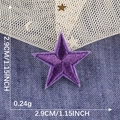 Purple star embroidery patch 2.9cm with high density stitching on denim background - Purple