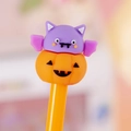 Penna neutra di Halloween con pipistrello viola e zucca arancione per cartoleria - Zucca Pipistrello