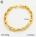Makroaufnahme des 18K vergoldeten U-Gliederkettenarmbands mit detaillierten Maßen - Gold Stil 4-Ovales Perlenglied