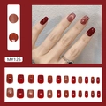 Dark red and nude pink polka dot press-on nails set style MY125 with jelly gloss finish - MY125 Velvet Flow