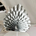 Glossy silver pleated fan cake topper decoration for birthday party and baking supplies - Bright Silver