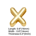 Polished gold-plated letter X charm with dimensions 16mm length and 14mm width - Gold X