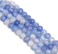 Blue and white gradient glass round beads with frosted crackle texture for DIY jewelry - Light Royal Blue Floral Round Bead