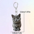 Acrylic grey British Shorthair cat keychain with double-sided print for backpack charm - British Shorthair