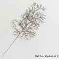 Pack of 5 silver glitter artificial Christmas leaves for decor, size 37x17cm and 40g - Silver 5-Pack