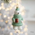 Christmas polar bear ornament in green sweater for festive holiday tree decoration - Polar Bear