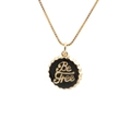 Collier plaqué or 18 carats avec pendentif bouchon noir et inscription Be Free gravée - Noir