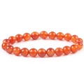 8mm translucent orange-red carnelian beaded bracelet with high glossy finish - 8mm / Red Agate