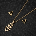Parure de bijoux en acier inoxydable doré avec pendentif géométrique et boucles d'oreilles - Triangulaire / Or
