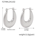 Orecchini a forma di U in acciaio inossidabile argentato, altezza 26mm, stile minimalista - Stile Strutturato a U (F274) / Argento