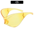 Y2K futuristic tech sports sunglasses with yellow translucent wrap-around shield lenses - Yellow