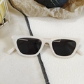 Retro cat eye sunglasses in creamy white with black lenses for a vintage aesthetic - Rice White 2 - Retro Rectangular