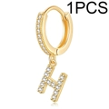 Gold-plated letter H huggie earring with micro-paved cubic zirconia accents - Single Letter Earring H